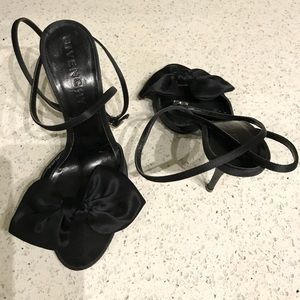 Givenchy Black Satin Bow Evening Heeled Sandals